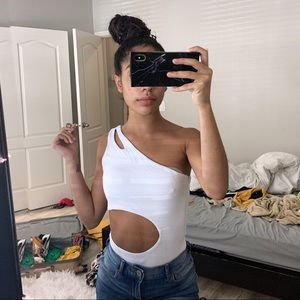 White cut out body suit